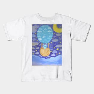 Kawaii Hot Air Ballon Bunny Kids T-Shirt